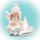 Home KDC 13 LED-es kerámia angyal figura, 1 db LED, fenyőfa