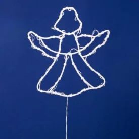   HOME KID501BWW LED-es angyal ablakdísz, 33x30 cm, 35 db melegfehér LED, időzítő, elemes tápellátás, beltéri kivitel