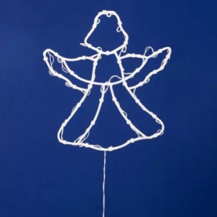 HOME KID501BWW LED-es angyal ablakdísz, 33x30 cm, 35 db melegfehér LED, időzítő, elemes tápellátás, beltéri kivitel