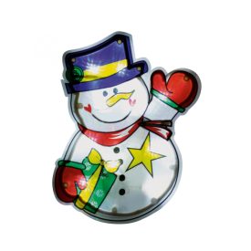   Home KID 312 hóember ablakdísz, 10 db LED, öntapadó elemtartó, 19 x 21 cm