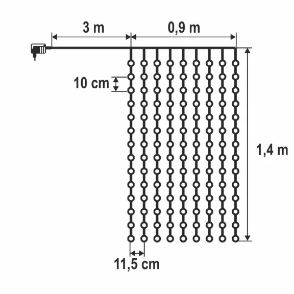 HOME KIN126DWW DOT LED-es fényfüggöny, 0,9 m, 126 db melegfehér DOT LED, állófényű, hálózati tápellátás, beltéri kivitel HOME KIN126DWW DOT LED-es fényfüggöny, 0,9 m, 126 db melegfehér DOT LED, állófényű, hálózati tápellátás, beltéri kivitel