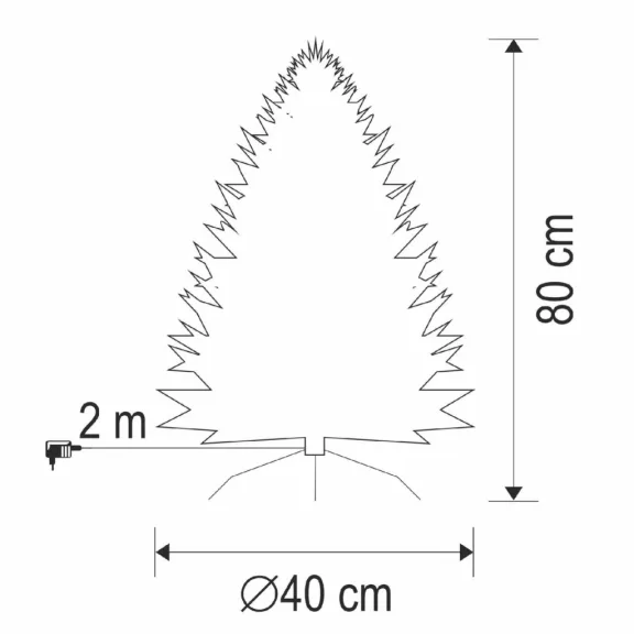 HOME KIX80LED LED-es műfenyő, 80 cm, optikai szálas, folyamatos színváltás, műanyag talp, hálózati tápellátás, beltéri kivitel