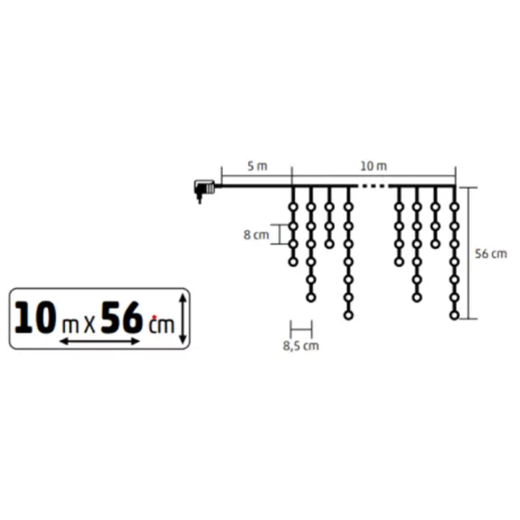 HOME KKF600D10M LED-es sziporkázó fényfüggöny, 600 db melegfehér DOT LED, átlátszó vezeték, 10 méter, hálózati adapter, kül- és beltéri kivitel HOME KKF600D10M LED-es sziporkázó fényfüggöny, 600 db melegfehér DOT LED, átlátszó vezeték, 10 méter, hálózati adapter, kül- és beltéri kivitel
