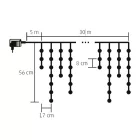Home KKF 908/WW LED-es fényfüggöny, 30 m / 900 db melegfehér LED, 8 fényprogram, fehér vezeték, hálózati adapter, kül- és beltéri kivitel