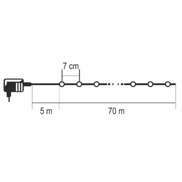   Home KKL1012DWH DOT LED-es fényfüzér, 1000db hidegfehér LED, 70m hosszú, 8+4 funkció, átlátszó vezeték, adapteres tápellátás, beltéri kivitel