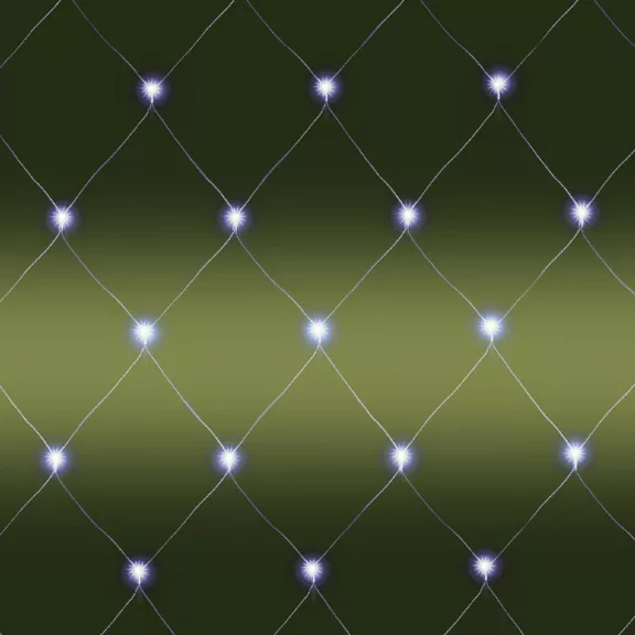 Home KLN 160C/WH LED-es háló, 2x1,5 m / 160 db hidegfehér LED, zöld vezeték, állófényű, hálózati adapter, kül- és beltéri kivitel