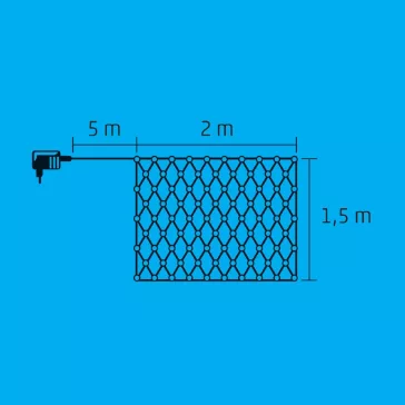   Home KLN 160C/WH LED-es háló, 2x1,5 m / 160 db hidegfehér LED, zöld vezeték, állófényű, hálózati adapter, kül- és beltéri kivitel