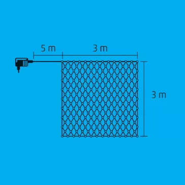   Home KLN 240C/WH LED-es háló, 3x3 m / 240 db hidegfehér LED, zöld vezeték, állófényű, hálózati adapter, kül- és beltéri kivitel