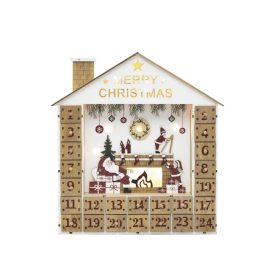   HOME KLW24 LED-es adventi naptár, 10 db melegfehér LED, fa és műanyag, elemes tápellátás, beltéri kivitel