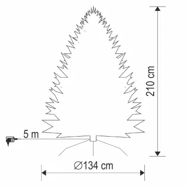   HOME KMF8LED210 havas műfenyő LED-ekkel, 210 cm, 350 db melegfehér LED, 3D+2D tűlevelek, fém talp, adapteres tápellátás, beltéri kivitel