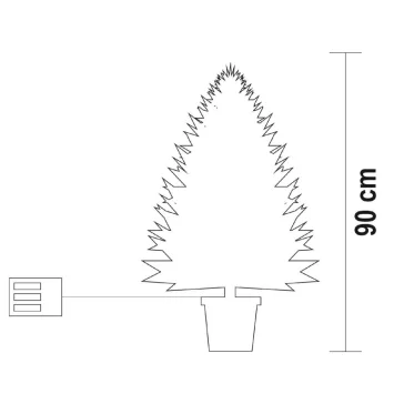   Home KMF90BLED elemes műfenyő LED-ekkel, 100db melegfehér LED, 90cm magas, 8 programos, 3D és 2D tűlevelek, elemes tápellátás, beltéri kivitel