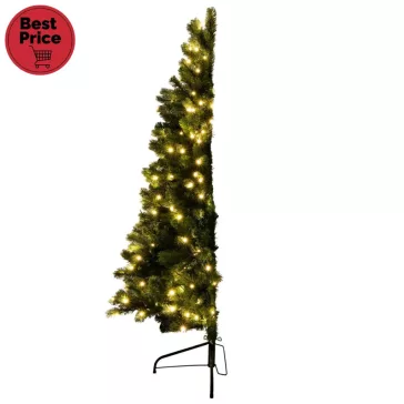   Home KMF 7/180 fél műfenyő beépített világítással, 240 db LED, 180 cm magasság, 100 cm legnagyobb átmérő, sík oldal