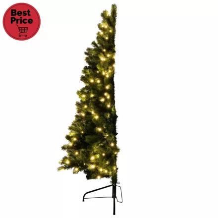 Home KMF 7/180 fél műfenyő beépített világítással, 240 db LED, 180 cm magasság, 100 cm legnagyobb átmérő, sík oldal