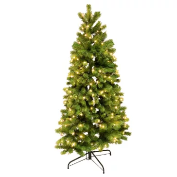   Home KMF 7/180 fél műfenyő beépített világítással, 240 db LED, 180 cm magasság, 100 cm legnagyobb átmérő, sík oldal