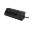 OME KNVK04KUSBC 4-es elosztó, aljzatonként kapcsolható, max. 3680 W, 2 méter, fekete, 2xUSB-C, 2xUSB-A