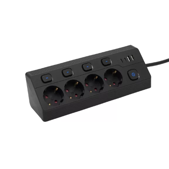 OME KNVK04KUSBC 4-es elosztó, aljzatonként kapcsolható, max. 3680 W, 2 méter, fekete, 2xUSB-C, 2xUSB-A OME KNVK04KUSBC 4-es elosztó, aljzatonként kapcsolható, max. 3680 W, 2 méter, fekete, 2xUSB-C, 2xUSB-A