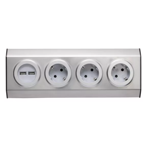 Home KNV 03/USB szerelhető konyhai hálózati elosztó USB aljzatokkal, 3 védőérintkezős és 2 USB aljzat, rozsdamentes acél, felszerelés sarokba is, max. 3680 W, Home KNV 03/USB szerelhető konyhai hálózati elosztó USB aljzatokkal, 3 védőérintkezős és 2 USB aljzat, rozsdamentes acél, felszerelés sarokba is, max. 3680 W,