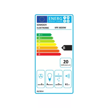   Home KPE 6020W konyhai páraelszívó TORNADO, három sebességfokozat, légszállítás: 200 m3/h, 38 W, 60 cm, fehér