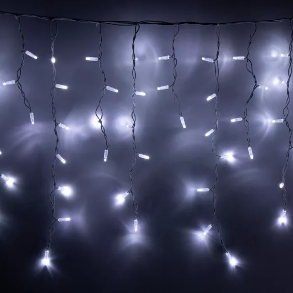 HOME KSFW200WH sorolható fényfüggöny, 4 méter, 200db hidegfehér LED, fehér vezeték, kül- és beltéri kivitel