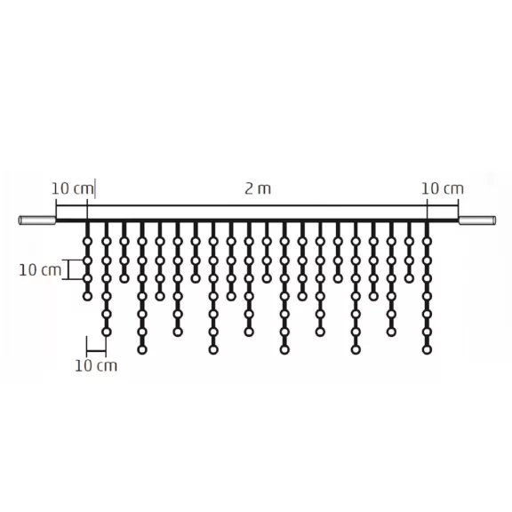Home KSF 100/WH LED-es sorolható fényfüggöny, kül- és beltéri kivitel, 100 db hidegfehér LED, 2 méter