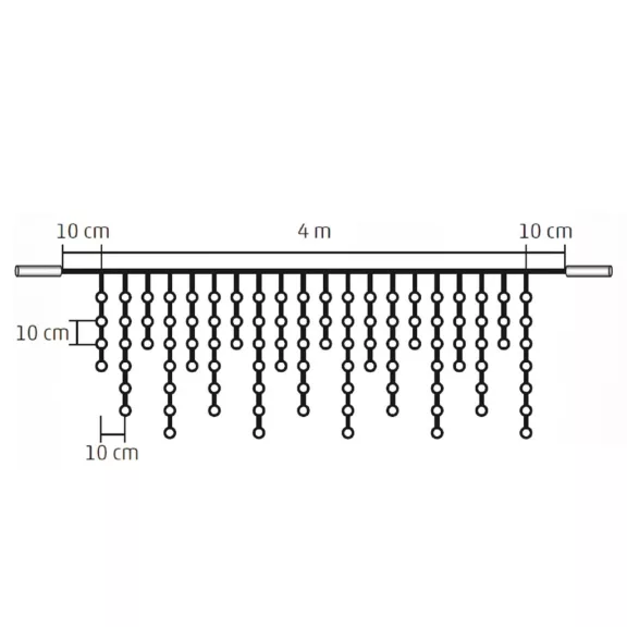 Home KSF 200/WH LED-es fényfüggöny, 4 m / 200 db hidegfehér LED, állófényű, fekete vezeték, sorolható, kül- és beltéri kivitel