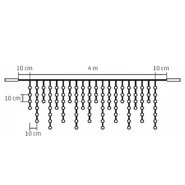   Home KSF 200/WW LED-es fényfüggöny, 4 m / 200 db melegfehér LED, állófényű, fekete vezeték, sorolható, kül- és beltéri kivitel
