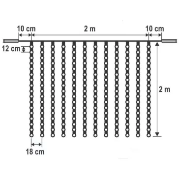   Home KSF 204/WW LED-es fényfüggöny, 2x2 m / 204 db melegfehér LED, állófényű, fekete vezeték, sorolható, kül- és beltéri kivitel