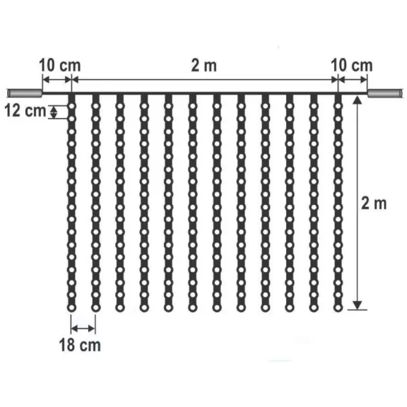 Home KSF 204/WW LED-es fényfüggöny, 2x2 m / 204 db melegfehér LED, állófényű, fekete vezeték, sorolható, kül- és beltéri kivitel Home KSF 204/WW LED-es fényfüggöny, 2x2 m / 204 db melegfehér LED, állófényű, fekete vezeték, sorolható, kül- és beltéri kivitel