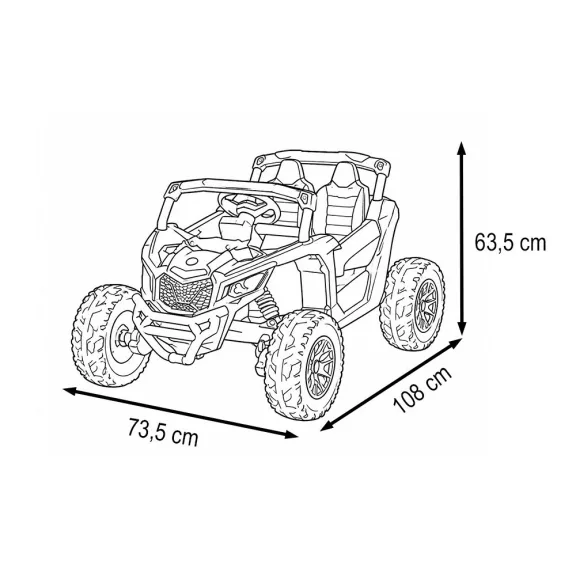 Elektromos gyerek buggy Can-Am Maverick 4x4 sárga 2 személyes Elektromos gyerek buggy Can-Am Maverick 4x4 sárga 2 személyes