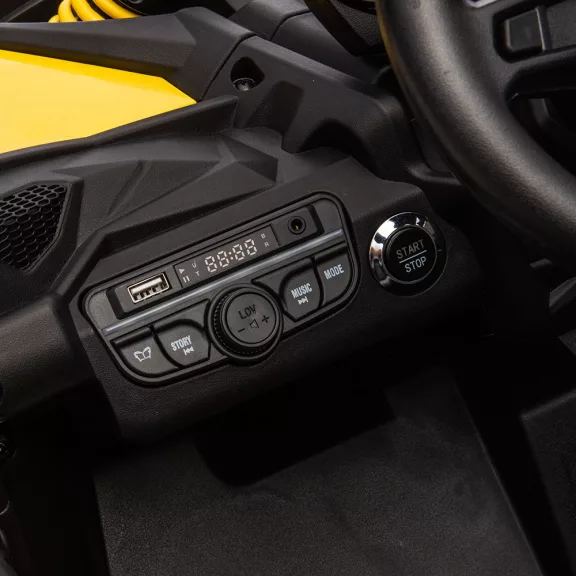 Elektromos gyerek buggy Can-Am Maverick 4x4 sárga 2 személyes Elektromos gyerek buggy Can-Am Maverick 4x4 sárga 2 személyes