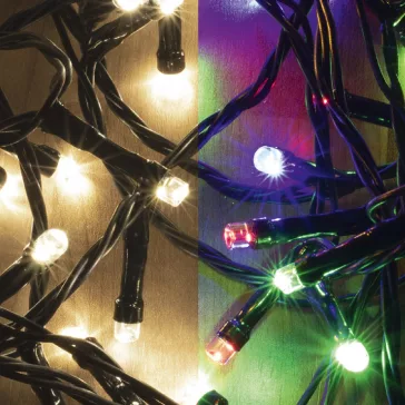   Home LED 105/WW/M LED-es DUAL COLOR fényfüzér, 7 m / 100 db melegfehér és színes LED, fekete vezeték, 5 fényprogram, hálózati adapter, kül- és beltéri kivitel