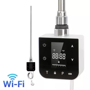   Wifi-s fűtőpatron törölközőszárító radiátorhoz digitális hőfokszabályozóval 600W fehér