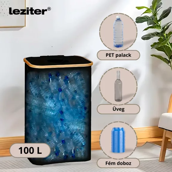 Szelektív palackgyűjtő 100l fekete Szelektív palackgyűjtő 100l fekete