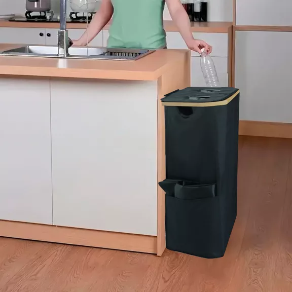Szelektív palackgyűjtő két rekeszes 140l fekete Szelektív palackgyűjtő két rekeszes 140l fekete