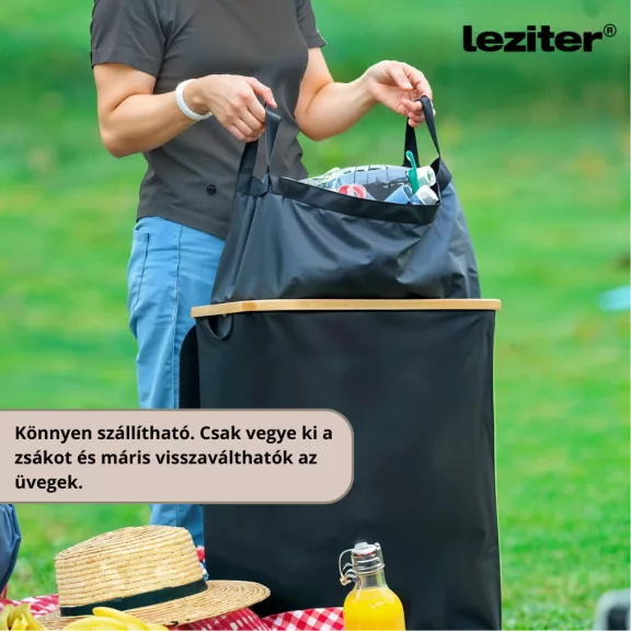 Szelektív palackgyűjtő két rekeszes 140l fekete Szelektív palackgyűjtő két rekeszes 140l fekete