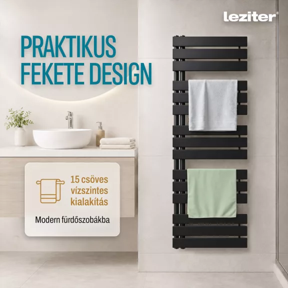 Solaro Design törölközőszárító radiátor 1400x500 mm fekete Solaro Design törölközőszárító radiátor 1400x500 mm fekete