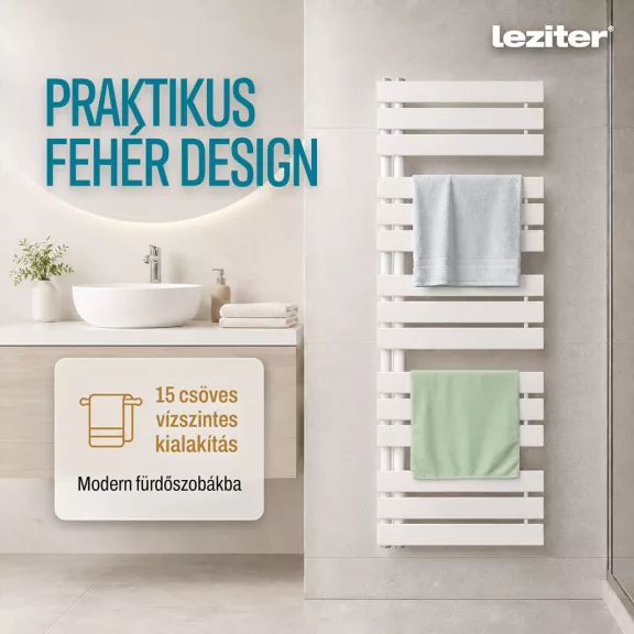 Solaro Design törölközőszárító radiátor 1400x500 mm fehér Solaro Design törölközőszárító radiátor 1400x500 mm fehér