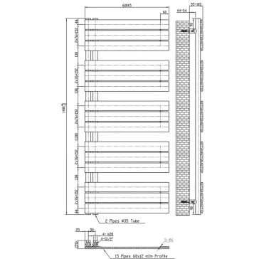   Solaro Design törölközőszárító radiátor 1400x600 mm fehér