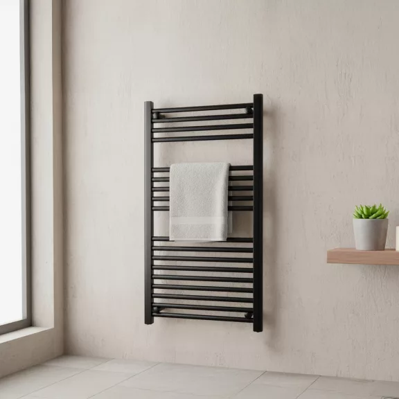 Egyenes törölközőszárító radiátor 1000x500 mm fekete Egyenes törölközőszárító radiátor 1000x500 mm fekete
