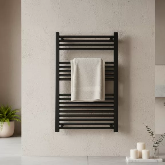 Egyenes törölközőszárító radiátor 1000x600 mm fekete Egyenes törölközőszárító radiátor 1000x600 mm fekete