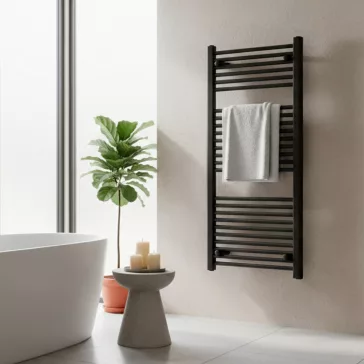 Egyenes törölközőszárító radiátor 1200x600 mm fekete