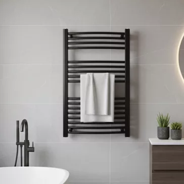 Íves törölközőszárító radiátor 1000x500 mm fekete