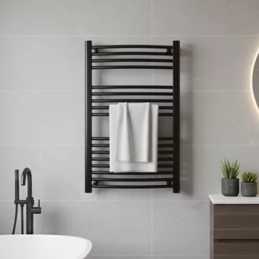 Íves törölközőszárító radiátor 1000x600 mm fekete