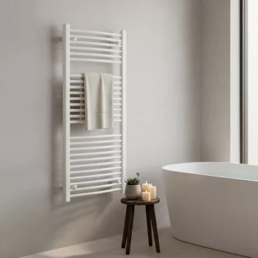 Íves törölközőszárító radiátor 1200x600 mm fehér