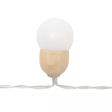   Home MLC20B LED-es gömb fényfüzér, 20 melegfehér LED, elemes, ~3m hossz, átlátszó vezeték, fa + műanyag
