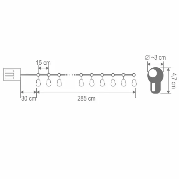 Home MLC20B LED-es gömb fényfüzér, 20 melegfehér LED, elemes, ~3m hossz, átlátszó vezeték, fa + műanyag Home MLC20B LED-es gömb fényfüzér, 20 melegfehér LED, elemes, ~3m hossz, átlátszó vezeték, fa + műanyag
