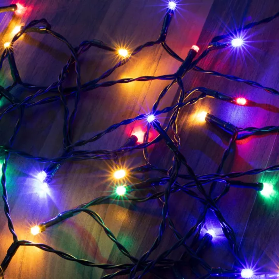 Home MLC 58/M mini LED-es fényfüzér, 4,9 m / 50 db színes LED, 8 fényprogram, zöld vezeték, elemes, kül- és beltéri kivitel Home MLC 58/M mini LED-es fényfüzér, 4,9 m / 50 db színes LED, 8 fényprogram, zöld vezeték, elemes, kül- és beltéri kivitel