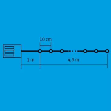   Home MLC 58/M mini LED-es fényfüzér, 4,9 m / 50 db színes LED, 8 fényprogram, zöld vezeték, elemes, kül- és beltéri kivitel