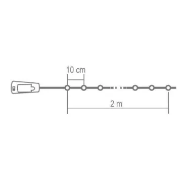   Home MLD 20/WW micro LED-es fényfüzér, 2 m / 20 db melegfehér micro LED, állófényű, átlátszó vezeték, gombelemes, dugó alakú elemtartó, beltéri kivitel