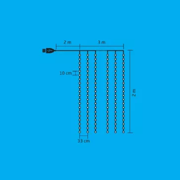   Home MLF 200/WW micro LED-es fényfüggöny, 3x2 m / 200 db melegfehér micro LED, 8 fényprogram, távirányító, USB csatlakozó, beltéri kivitel